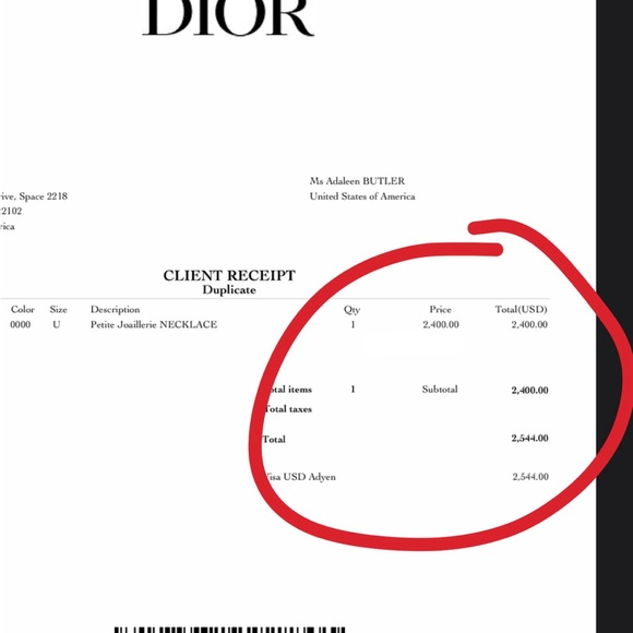 real 18k gold dior necklace with real diamond emblem on the letter “i” - Picture 3 of 7